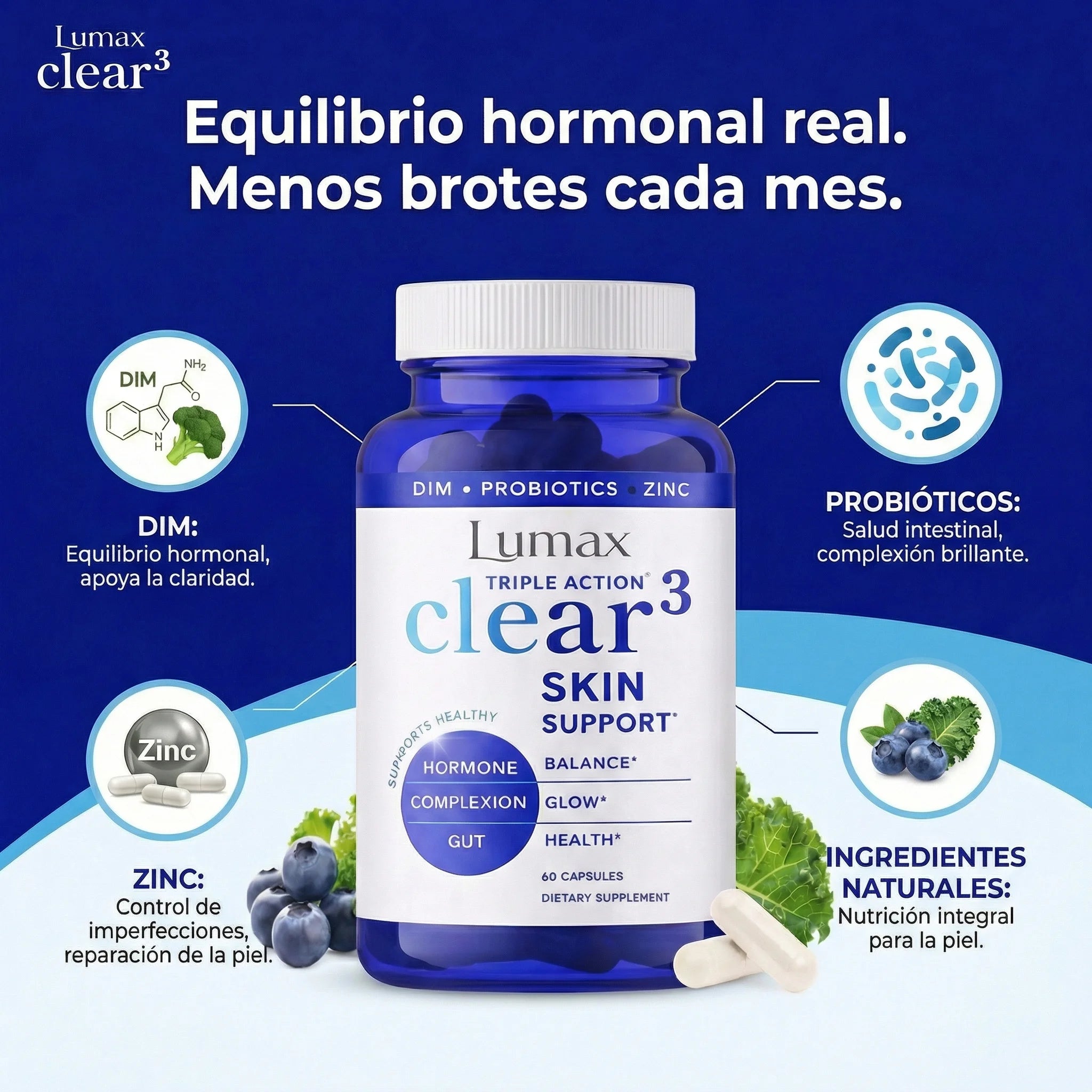 Skin Clear-3 | Reduce Brotes  y Controla el Acné Recurrente