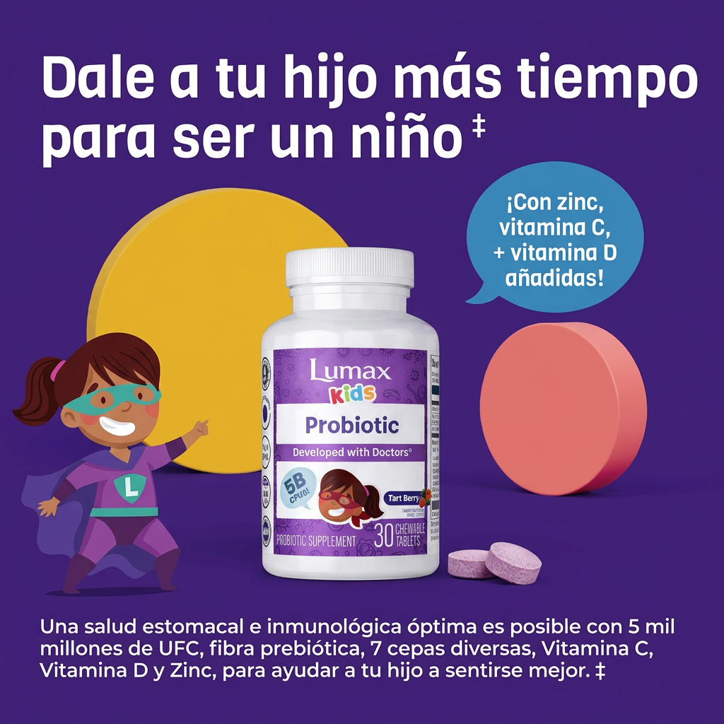 Apoya su digestión y fortalece sus defensas con probióticos, zinc y vitaminas esenciales.