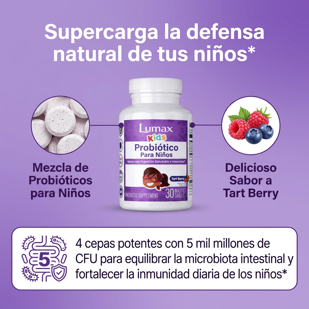Apoya su digestión y fortalece sus defensas con probióticos, zinc y vitaminas esenciales.
